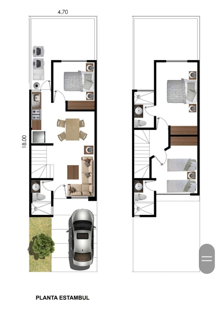Planta arquitectónica del Modelo Estambul, planta baja y planta alta