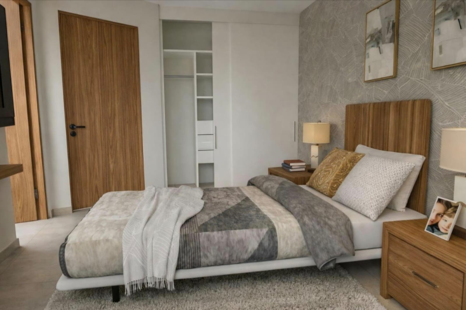 Recámara con clóset en casa Aram Residencial